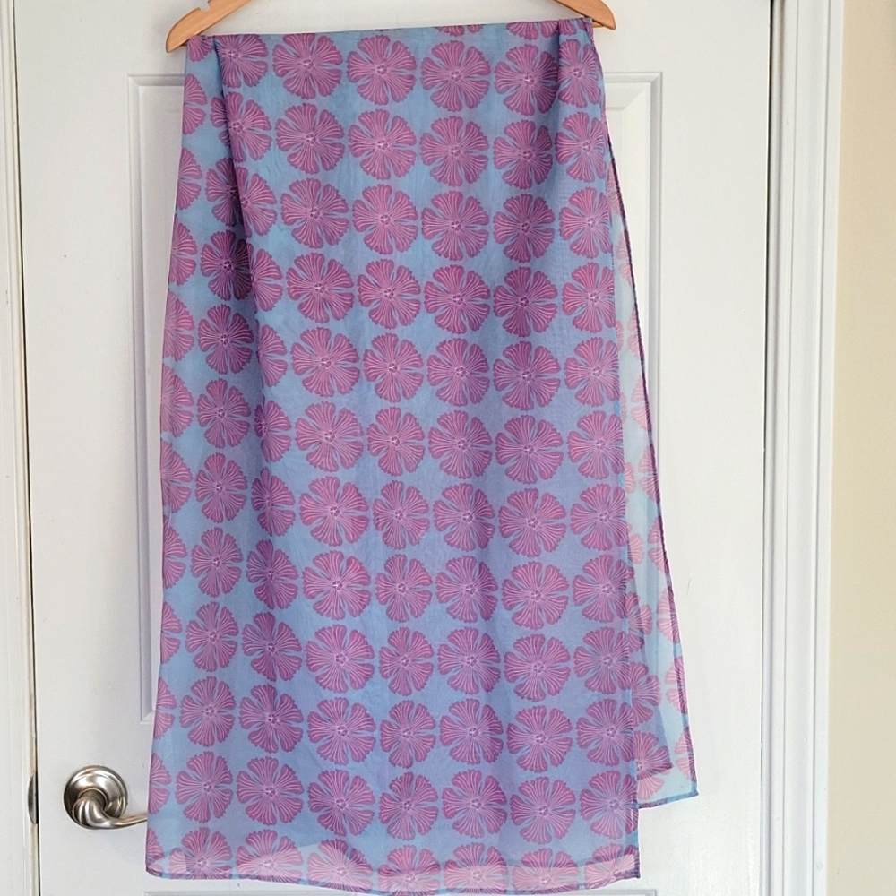 Sarong swimsuit cover up wrap / scarf purple flowers